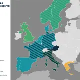 Karte zeigt Umweltzonen und **Diesel-Fahrverbote** in Europa. Verschiedene Farben markieren Beschränkungen, Umweltzonen, City-Maut, rotierende Fahrverbote und keine Beschränkungen.
