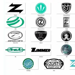 Logos von Automarken mit Z: Zagato, Zastava, Zender, Zotye und weitere.