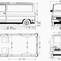 Technische Zeichnung eines Renault Trafic mit Maßen. Die renault trafic ladefläche ist gut erkennbar.