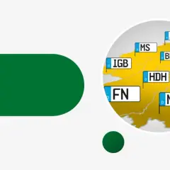 Deutsche Kennzeichen auf einer Karte. Viele Städte wie IGB, FN, HDH, MM, MS, BRL, HO, AUR sind mit ihren Kennzeichen markiert.