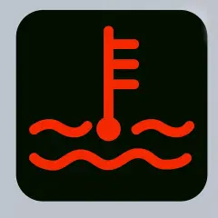 Rote vw kontrollleuchten: Thermometer über Wellen. Achtung, Kühlmitteltemperatur zu hoch!