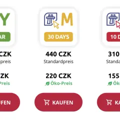 Vignetten für Tschechien: 1 Jahr (1500 CZK), 30 Tage (440 CZK) oder 10 Tage (310 CZK). Öko-Preise verfügbar.