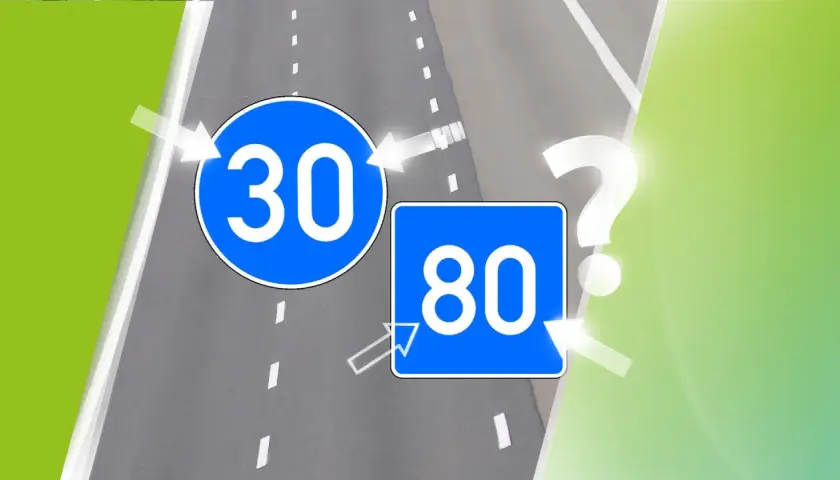 Verkehrsschilder zeigen 30 und 80. Was ist die mindestgeschwindigkeit autobahn deutschland?