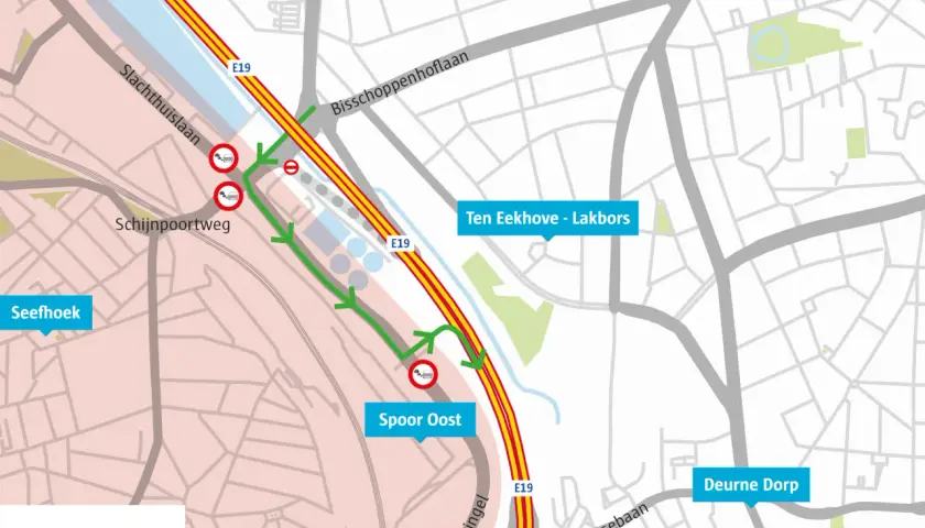 Umweltzone in Belgien: Temporäre Route für PKW-Fahrer, die die E19 nutzen. Umleitung um die Umweltzone.