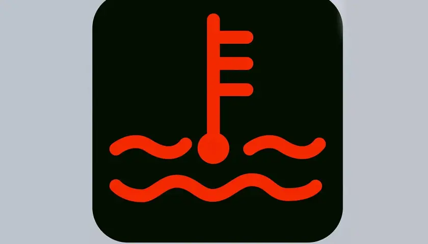 Rote vw kontrollleuchten: Thermometer über Wellen. Achtung, Kühlmitteltemperatur zu hoch!